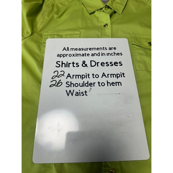 Chicos Lime Green Button Down Roll Up Long Sleeve Casual Blouse Size 2 US L - Picture 10 of 10